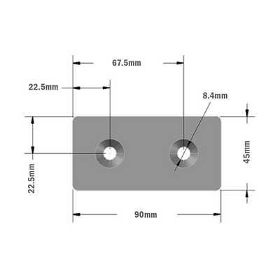41-180-0 MODULAR SOLUTIONS TIE PLATE 45MM X 90MM X 6MM FLUSH FLAT, MOUNTING HARDWARE NOT INCLUDED